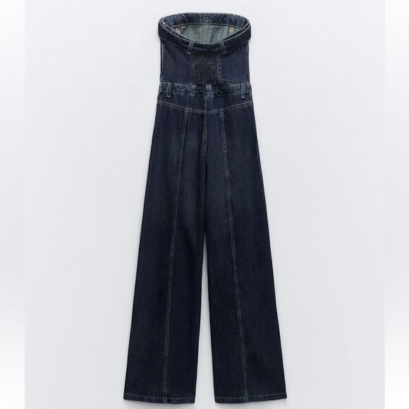 Zara strapless TRF DENIM JUMPSUIT - Picture 6 of 9